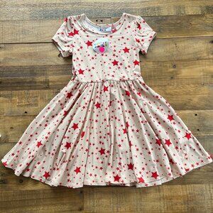 NWT Dot Dot Smile Dress Red Stars Ballet Pink 3/4